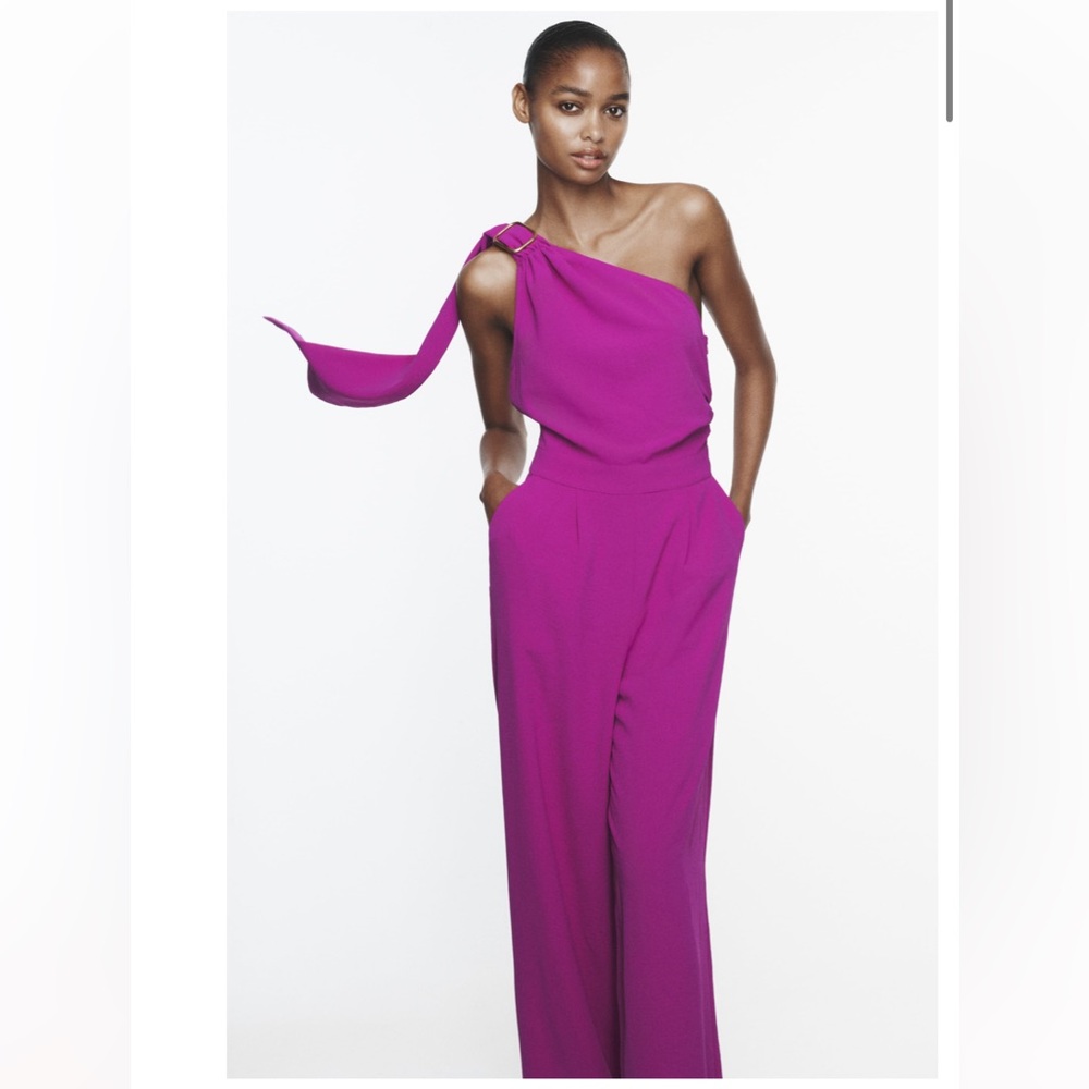 ZARA LONG ASYMMETRIC JUMPSUIT - Picture 5 of 11